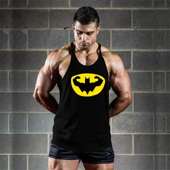 Fitness Batman Oblečenie Bavlnené Pánske Y Späť Tank Topy Kulturistike Stringer 1 cm ramenný popruh telocvične vesta Sexy Tielko Cvičenie