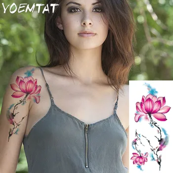 Flash henna tattoo falošné dočasné tetovanie nálepky elegantné slivka kvet tetovanie na rameno ramene tetovanie nepremokavé ženy na telo