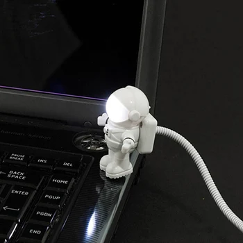 Flexibilné USB Biela Astronaut Trubice Mini LED Nočné Svetlo DC 5V Žiarovka Pre Notebook Notebook PC Čítania Detí Darček Domáce Dekorácie