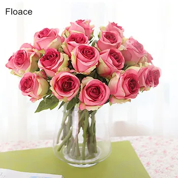 Floace 11pcs/veľa,Thajskej Kráľovskej Rose upscale umelé kvety hodvábneho kvetu ruže domáce dekorácie, kvety--č váza