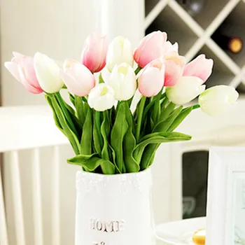 Floace 25pcs/veľa PU Tulipán Umelé Kvety, Svadobné Domov Dekoratívne Kvety, Domáce Dekorácie Kvet 9 farba (č váza)