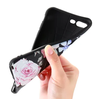 FLOVEME 3D Kvet Soft Telefón puzdro Pre iPhone 6 6s Úľavu Rose Kremíka púzdra Pre iPhone 7 5 5 8 8 Plus Roztomilý Kvetinový Kryt Capinha