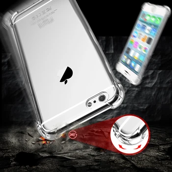 FLOVEME Telefón púzdra Pre iPhone 7 6 6 Plus Jasné, Mäkké TPU Slim Shockproof Transparentný Kryt Telefónu, Pre iPhone 6 6 7 X Prípade Coque