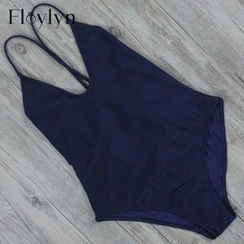 Floylyn Tmavo Modré z Jedného Kusu Plaviek Nový Príchod Sexy plavky Jeden kus Ženy Letné Plážové oblečenie