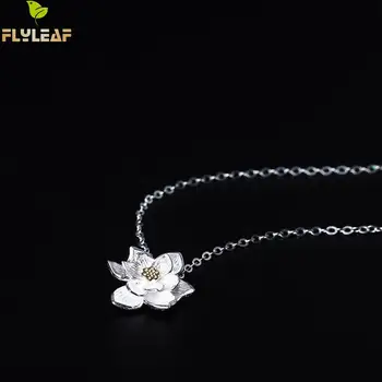 Flyleaf 925 Sterling Silver Lotosové Kvety Náhrdelníky & Prívesky Pre Ženy Čínske Prvky Lady Vintage Šperky
