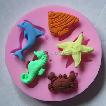FM085 mora zvierat série Silikónové 3D Formy Riad Jedáleň, Bar Non-Stick Cake Zdobenie fondant mydlo plesní