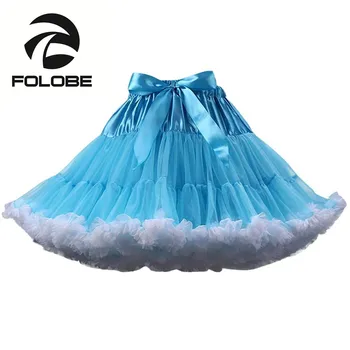 FOLOBE Modrá Tylu Sukne Vintage Tutu Sukne Dámske Dancewear Baletné Sukne, Mini Lolita Spodnička faldas de tull Mujer Saias TT004