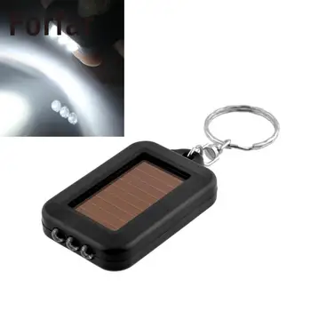 Forfar Mini Prenosný Solárny 3LED Svetlo Keychain Pochodeň Flash Baterka Krúžok Darček Nabíjateľná