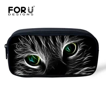 FORUDESIGNS 3D Zvierat Mačka Kozmetické Tašky Malé Prenosné tvoria Taška pre Ženy Zips peračník Módne Grisl Deti Pero Box