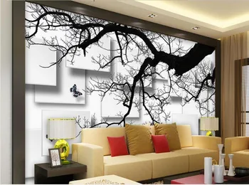 Foto nástenné maľby, tapety 3d stereoskopické tapety Ručne maľované 3d stereo veľký strom blok TV pozadie