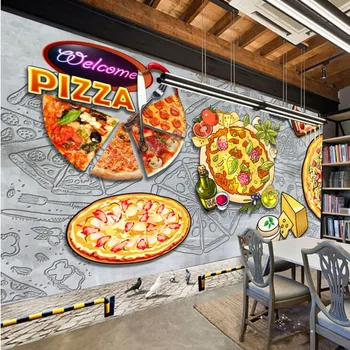 Foto tapety Retro Pizza Západnej Reštaurácia Konkrétne Graffiti Náradie Pozadí Steny tapety vlastné nástenná maľba