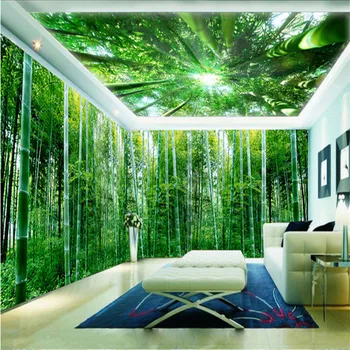 Foto tapety Zelený bambus scenérie tapety 3D izba hotel restaurant hotel office kaviarni tapety nástenná maľba
