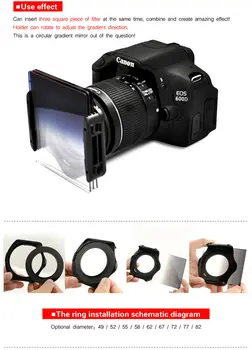 Fotoaparát Filter Auta 49 52 67 77 82mm Adaptér krúžok + 10pcs Námestie farebný Filter Kit + držiak Filtra + Filter Box Pre Cokin P séria