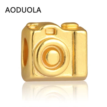 Fotoaparát Kúzlo 24K Mt Gold Travel Zber vhodné Pre Pandora Kúzlo Náramok & Beadwork Príslušenstvo