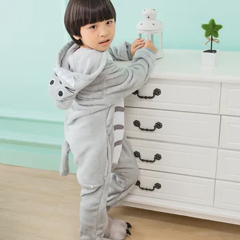 Fotografie Dieťa Chlapci Dievčatá Party Oblečenie Pijamas Flanelové Pyžamo Dieťa Pyžamá S Kapucňou Sleepwear Cartoon Zvierat Totoro Cosplay