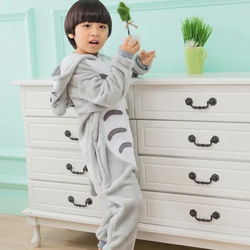 Fotografie Dieťa Chlapci Dievčatá Party Oblečenie Pijamas Flanelové Pyžamo Dieťa Pyžamá S Kapucňou Sleepwear Cartoon Zvierat Totoro Cosplay