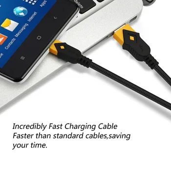 Foxsun Micro USB 2.0 Kábel Nylon Pletená Android Nabíjací Kábel Kábel pre Samsung, Kindle, HTC desire, Nexus, LG, Sony a Viac