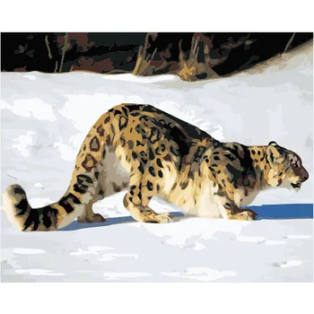 Frameless Leopard Zvieratá DIY Maľovanie Podľa Čísel, Akryl Handpainted olejomaľba Domov Wall Art Obrázok Pre Obývacia Izba 40*50 cm