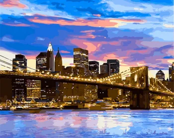 Frameless maľovanie podľa čísel farba číslo pre home decor plátno na maľovanie 4050 Brooklyn bridge