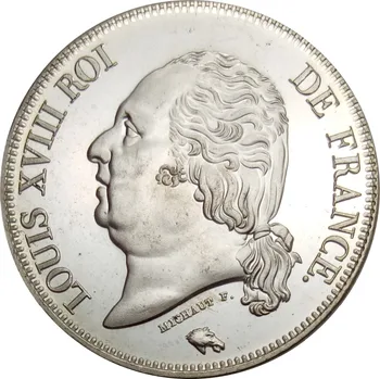 Francúzsko 5 Frankov Ľudovít XVIII NI DE 1821 BB 1821 H 1821 som Mosadze Pozlátené Striebro Kópie Mincí