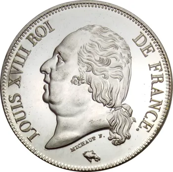 Francúzsko 5 Frankov Ľudovít XVIII NI DE 1821 BB 1821 H 1821 som Mosadze Pozlátené Striebro Kópie Mincí