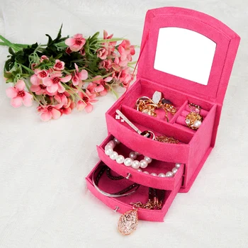 FREE promo Akcie Krásne 4 farebné šperky box / Cosmetic box organizátor /rakve /fialová, ruža-červená, ružová, červená voliteľné/ženské Dary
