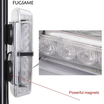 FUGSAME Vysoký Výkon 24 LED Auto Auto Strechy Flash Blesk Magnety Núdzové EMS Upozornenie Polícia Svetlo Blikajúce Svetlá 24LED Biela