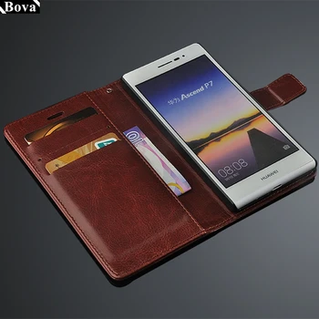 Fundas Huawei Ascend P7 držiteľa karty kryt puzdro pre Huawei P7 Pu kožené puzdro ultra tenké peňaženky Prípade flip kryt telefónu telefón tašky