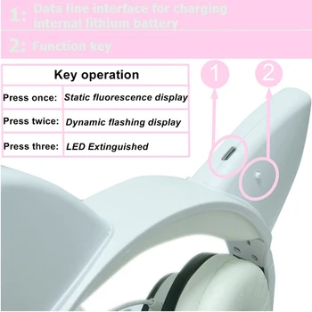 Funelego Nová Mačka Ear slúchadlá S Blikajúce Žiariace Svetlo LED Slúchadlo pre PC, Notebooku, mobilného telefónu Gaming Headset