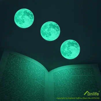 Funlife(TM) 5cm 6Pieces Svietiace Mesiac notebook Nálepky,Glow in the Dark Moon Domova,Vymeniteľné Nepremokavé Bezpečné detské Izby