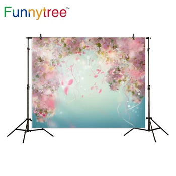Funnytree ružové kvety sakura fotografie pozadí kvet sen baby sprcha svadobné dekor pozadie photocall photo studio