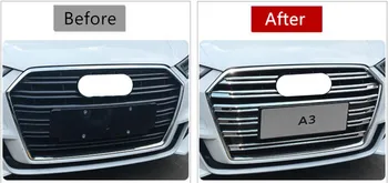 FUWAYDA Chrome ABS Prednej Mriežky Dekoratívny Kryt Výbava Pásy 10pcs Pre Audi A3 2017 Auto Styling Nárazníka dekorácie Obtlačky