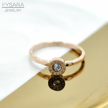 FYSARA Crystal Kolo Rímske Číslice 2 mm Tenké Krúžky Pre Milovníka Žien Šperky Mužov Zapojenie Strany, Nehrdzavejúca Oceľ Rose Gold Krúžky