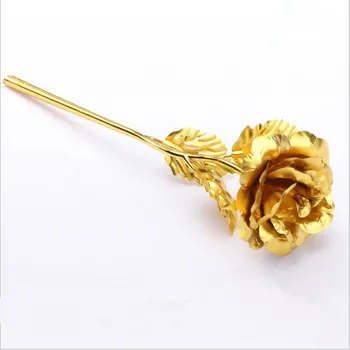 Fólie Á Rose Gold Rose Svadobné Dekorácie Kvet Valentína Darček milovníka umelé Ruže kvet Červená Ružová Fialová Modrá
