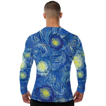 Galaxy Tričko Priestor Van Gogha, Hviezdna Noc Tričko Dlhý Rukáv 3d Tlač Tričko Značky Cool Oblečenie 2017 Kvalitné Letné Top 4XL