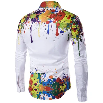 Geek, Psychedelic Splash Atrament 3D Vytlačené Tričko Mužov 2017 Dizajn Značky Košieľka Homme Bežné Slim Fit Módne Pánske Košele Camisetas