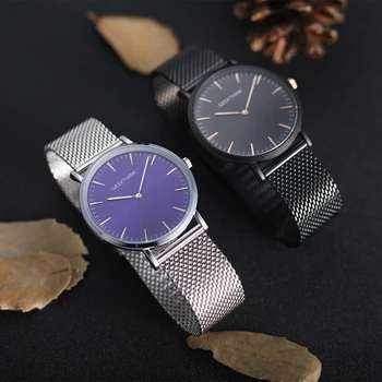 GEEKTHINK Top Luxusné Značky Quartz hodinky mužov Bežné Japan quartz-hodinky z nerezovej ocele Oka popruh ultra tenké hodiny mužskej Nové