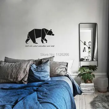 Geometrické Medveď Vinyl Citát Stenu Odtlačkový Nálepky Domáce Dekorácie Umenie nástenná maľba na Obývacia Izba, Spálňa Rôzne Farby