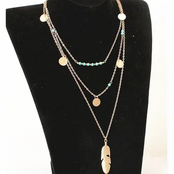 GHRQX Hot Predaj Jednoduché tyrkysové korálky, flitre multi-layer náhrdelník Módne šperky veľkoobchod