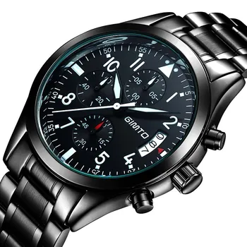 GIMTO Značky pánske hodinky Business quartz-sledovať svetelný vodotesné 50M oceľ remienok relogios masculinos