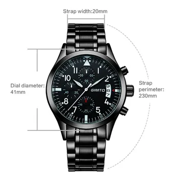 GIMTO Značky pánske hodinky Business quartz-sledovať svetelný vodotesné 50M oceľ remienok relogios masculinos