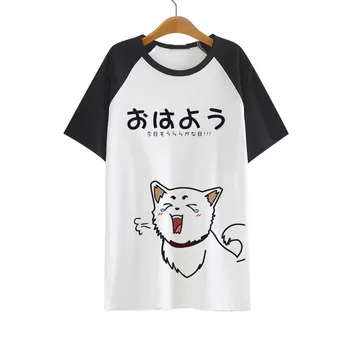 Gintama Striebro Duše T shirt Anime Sadaharu Elizabeth Koná Roztomilý Vzor T-shirt Bavlna Krátky Rukáv Tees Pre Mužov, Ženy