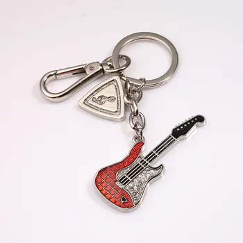 Gitara keychain roztomilý krúžok poznámka prívesok na kľúč držiak vysokej kvality sleutelhanger portachiavi chaveiro llaveros taška čaro