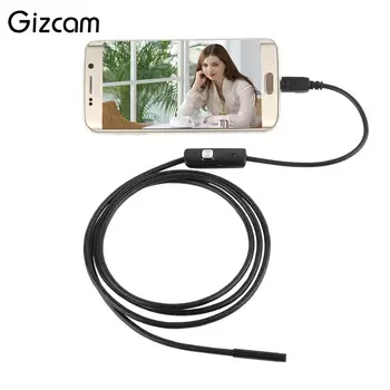 Gizcam Telefón Android Micro USB Endoskop Fotoaparát 5,5 mm Objektív 6 LED Prenosné, nepremokavé OTG USB Borescope 1M USB 130W Endoskopy