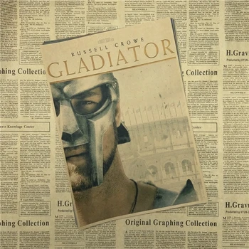 Gladiator Klasické Filmové Kraft Papier Plagát, Bar, Kaviareň Obývacia Izba Jedáleň Stenu Dekoratívne Maľby