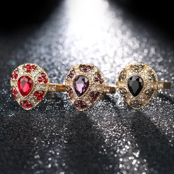 Glamour Ženy Šperky Kvapka Vody Multicolour Crystal Krúžky Veľké Veľkosti Prsteňov 11 Snubný Prsteň Vintage Šperky