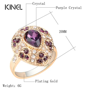 Glamour Ženy Šperky Kvapka Vody Multicolour Crystal Krúžky Veľké Veľkosti Prsteňov 11 Snubný Prsteň Vintage Šperky
