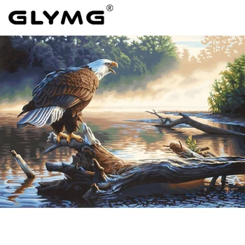 GLymg Eagle Zvieratá Diamond Výšivky Veľký Vták Plné Námestie Diamond Maľovanie Cross Stitch Drahokamu Európskej Domova Obrázok