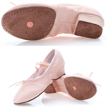 GNFION učiteľov kožené topánky pre dospelých balet topánky s podpätkom Ženy Plátno Nacvičiť Tanečné Topánky Zapatos de Baile Jazz Bytov 5331