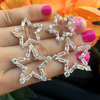 GODK 58mm Luxusné Star Cubic Zirconia Zapojenie Svadobné Ženy Šaty Módne Šperky Náušnice